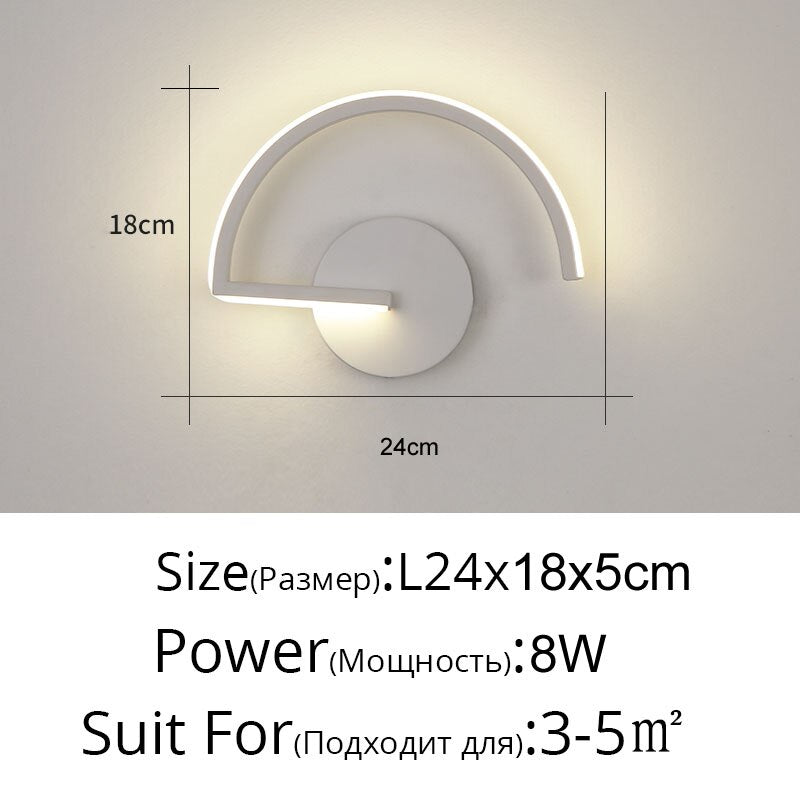 Modern Led Wall Lamps Living Room Bedroom Bedside Sconce Black White Coffee Color Lamp Aisle Indoor