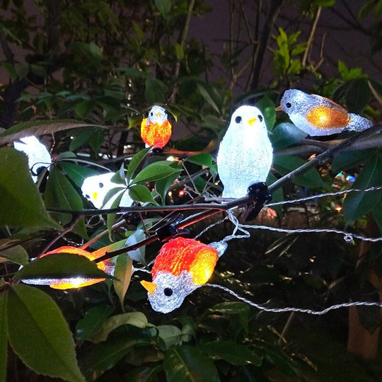 Led Solar Light Cute Bird Style Outdoor Waterproof Fairy Lights String Garden Courtyard Christmas