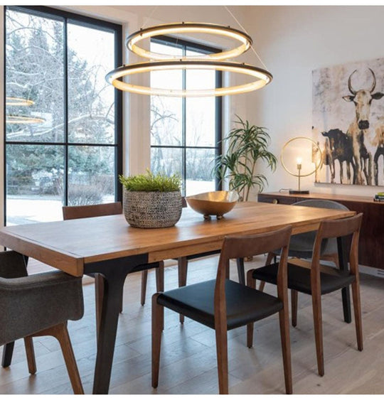 Modern Led Simple Light Luxury Ring Dining Room Chandelier Living Lamp Nordic Art Round Pendant