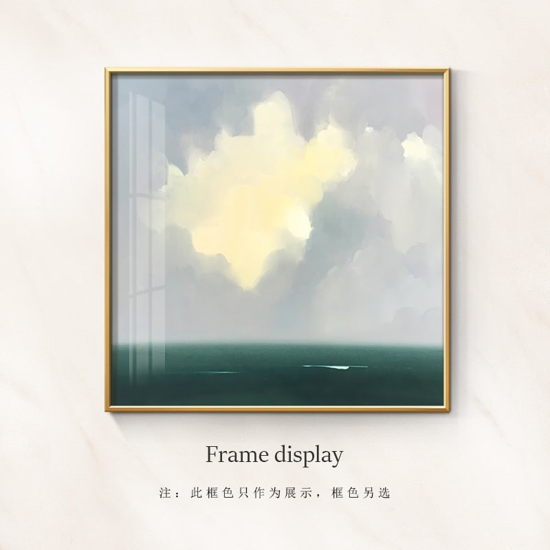 Abstract Seascape Poster Print: Serene Sea Surface And Clouds 50X50Cm (No Frame) / D Wall Painting