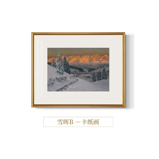 Nordic Snow Mountain Landscape Posters: Modern White Border Wall Art 20X30Cm (No Frame) / B Painting
