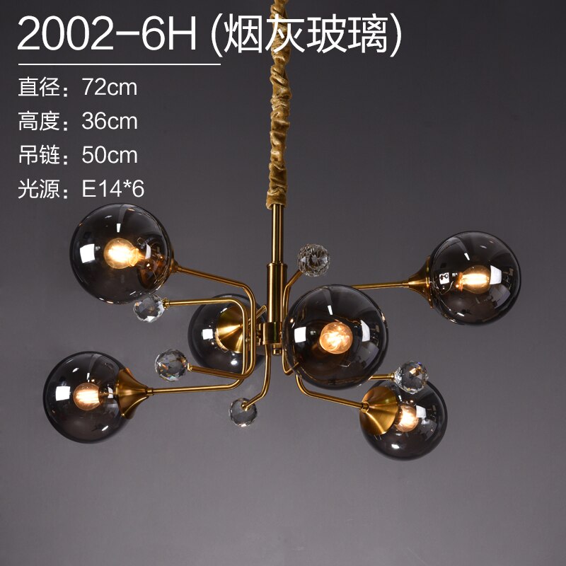 Luxury Modern Magic Bean Molecule Chandelier Amber/Smoke Gray Glass Led Indoor Lighting Restaurant