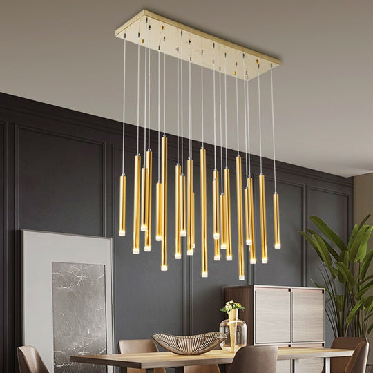 Modern Gold/Black Led Chandelier Ceiling Long Tube Combination Staircase Lighting Living Room