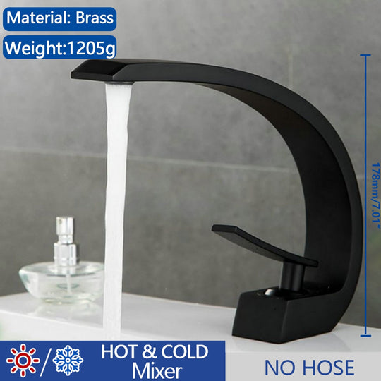 Basin Faucet Modern Bathroom Mixer Tap Black/Chrome Wash Single Handle Hot And Cold Waterfall Mp06