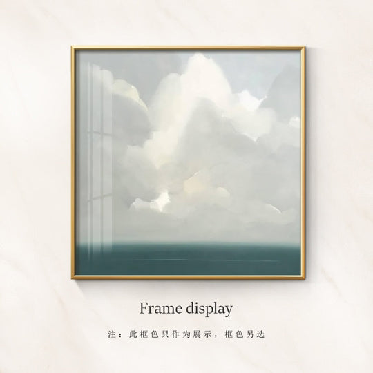 Abstract Seascape Poster Print: Serene Sea Surface And Clouds 50X50Cm (No Frame) / C Wall Painting