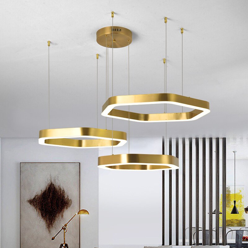 Modern Led Chandelier Gold Living Room Lamp Luxury Creative Stainless Shop Light Fixture