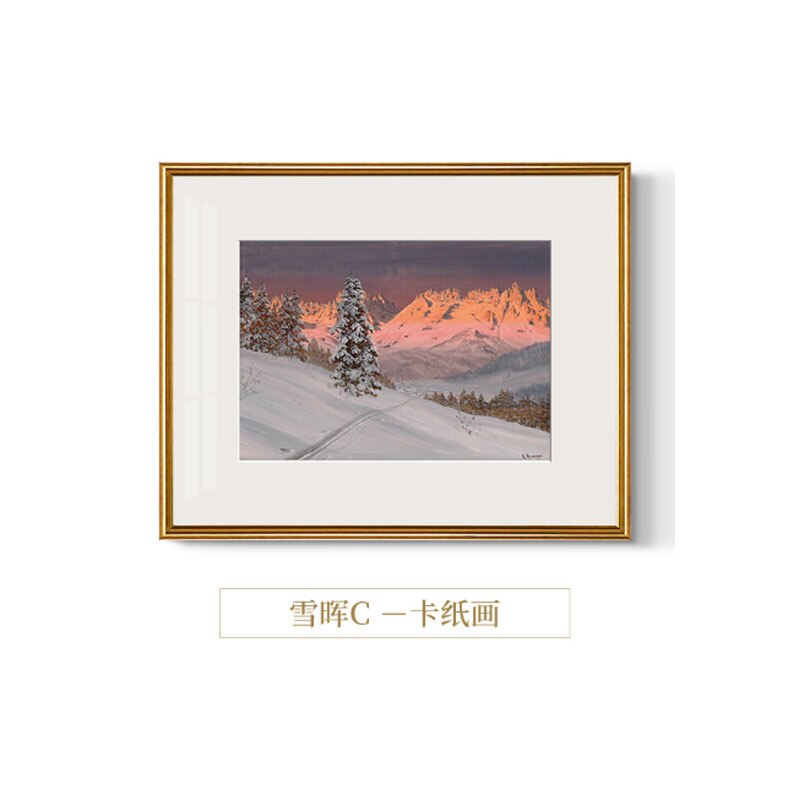 Nordic Snow Mountain Landscape Posters: Modern White Border Wall Art 20X30Cm (No Frame) / C Painting