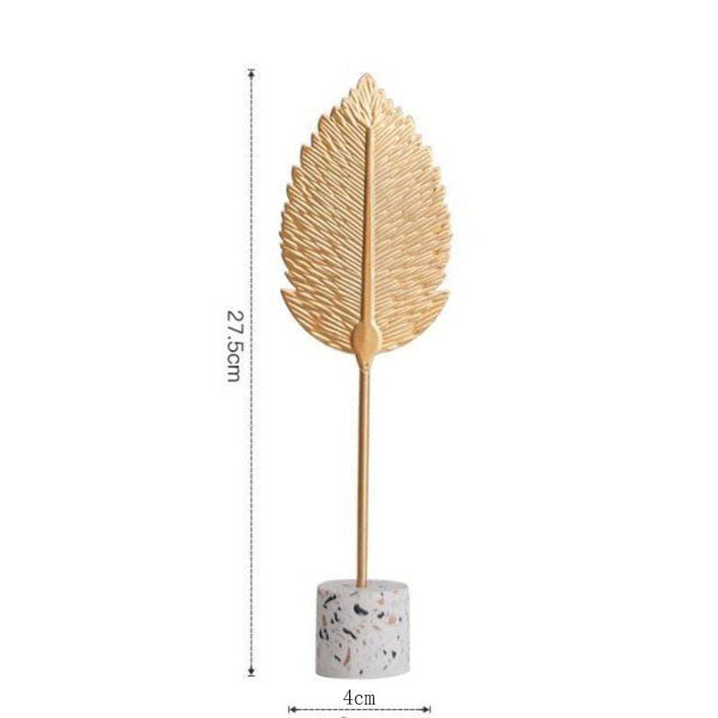 Nordic Golden Ginkgo Leaf Sculpture: Modern Iron Artwork For Home Decor And Special Occasions A - L