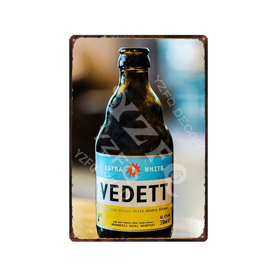 Vintage Belgium Beer Tin Signs: Vedett Petrus Retro Metal Plates Wall Painting