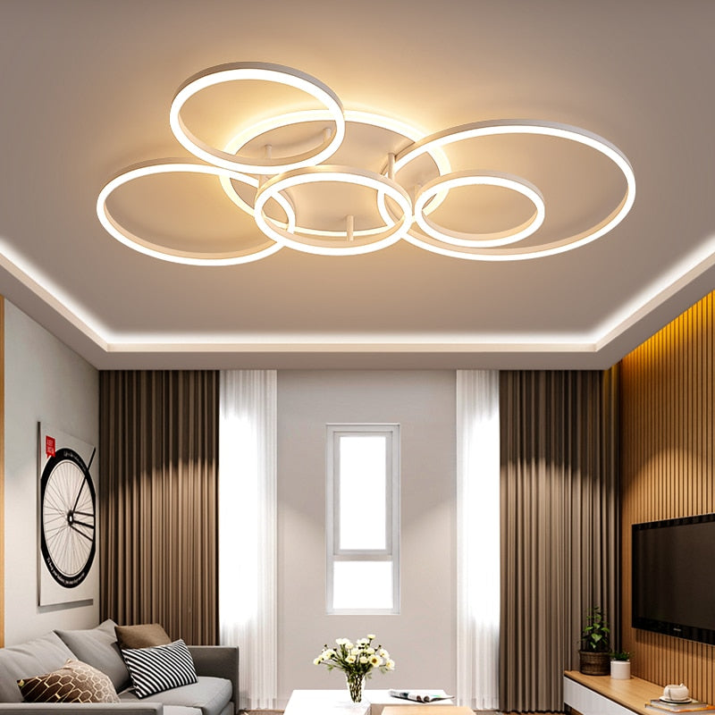 Modern Led Gold Black Chandeliers Lighting For Living Study Room Dimmable Indoor Lamps Parlor Foyer