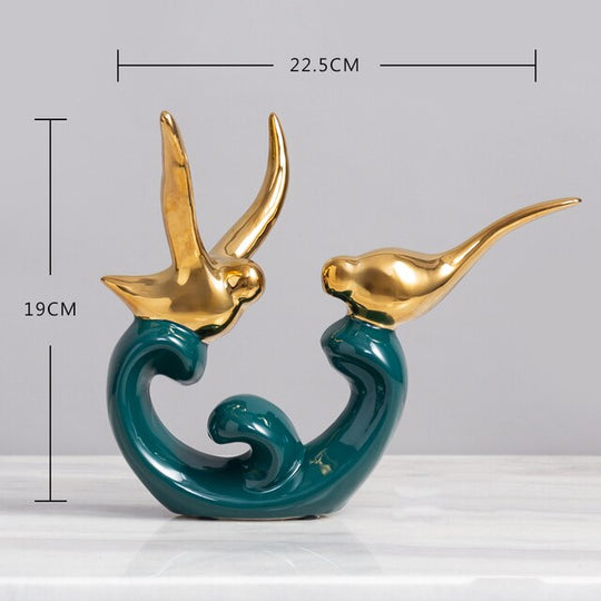 Nordic Love Bird Figurines - Modern Ceramic Statues For Living Room Home Decoration Style 2 Decor