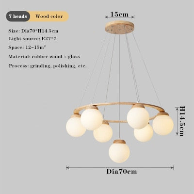 Versatile Multi - Head Led Round Glass Ball Pendant Lighting Chandelier - For Living Dining Kitchen