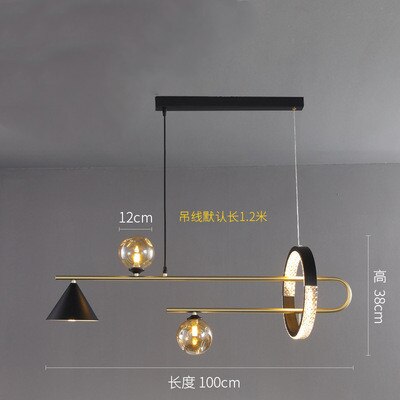 Modern Led Glass Ball Gold Black Pendant Light Black A / Amber Glass Cold White