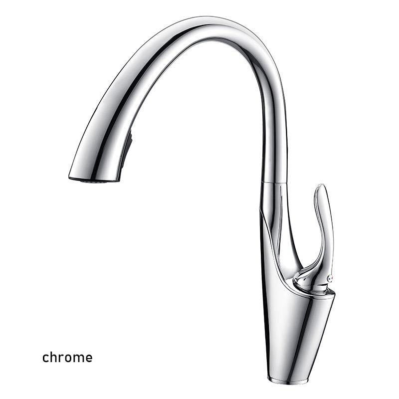 Pull Out Kitchen Sink Faucet Deck Mounted Stream Sprayer Nozzle Hot Cold Mixer Taps Chrome Faucets
