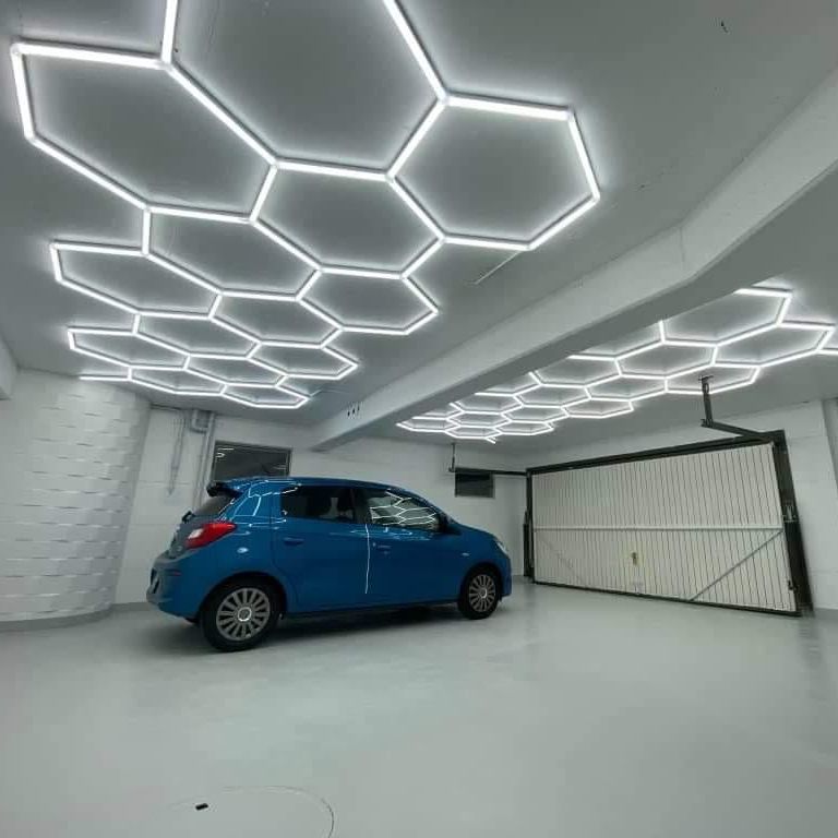 2*5M Hexagon Led Wall Light Customized Ceiling Tube For Garage Car Wash Beauty Gym Salon