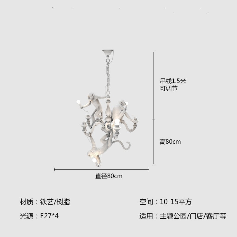 Italian Designer White Monkey Chandeliers - Atmosphere Lamp For Living Room Creative Home Decor