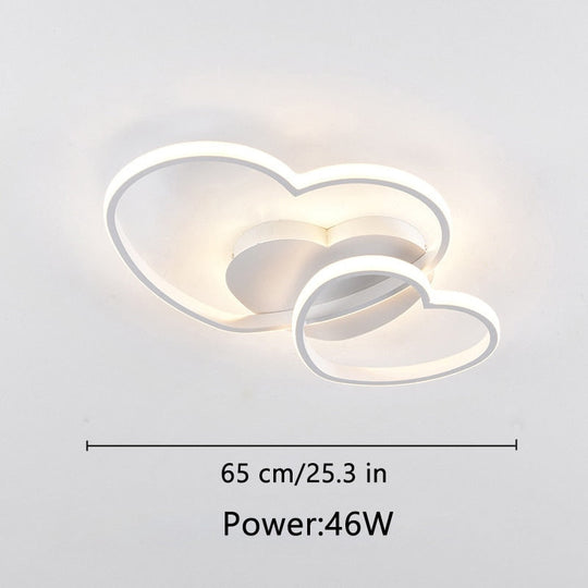 Light For Home Led Bedroom Women Princess Heart Shape Ceiling Lights Lamp Dimmable Wedding Girls