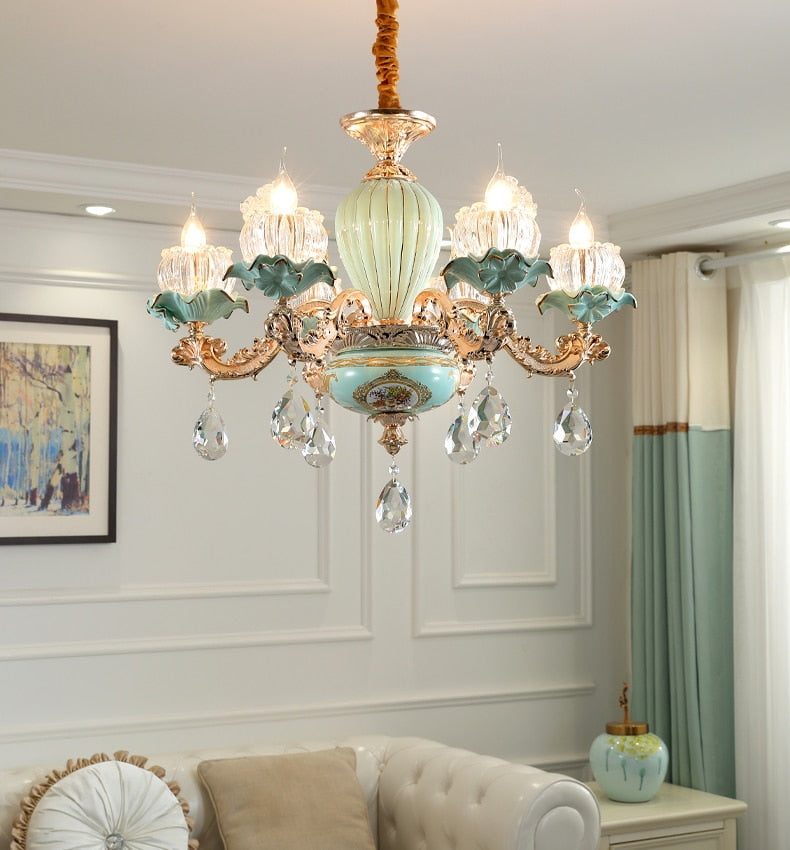 Modern Chandeliers Home Decor Flower Chandelier Living Room Decoration Nordic Crystal Light Fixture