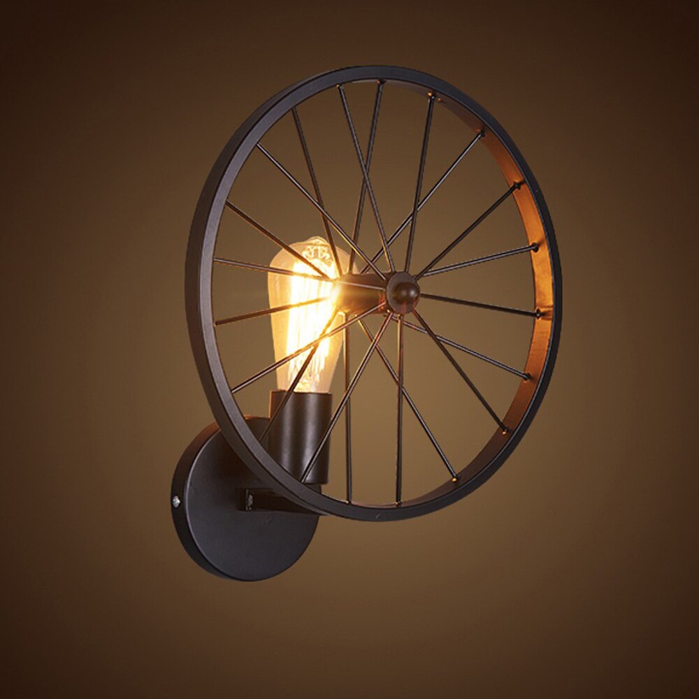 Retro Loft Vintage Wall Light Sconce Metal Wheel Industrial Lamp Lighting Fixture Cafe Bar