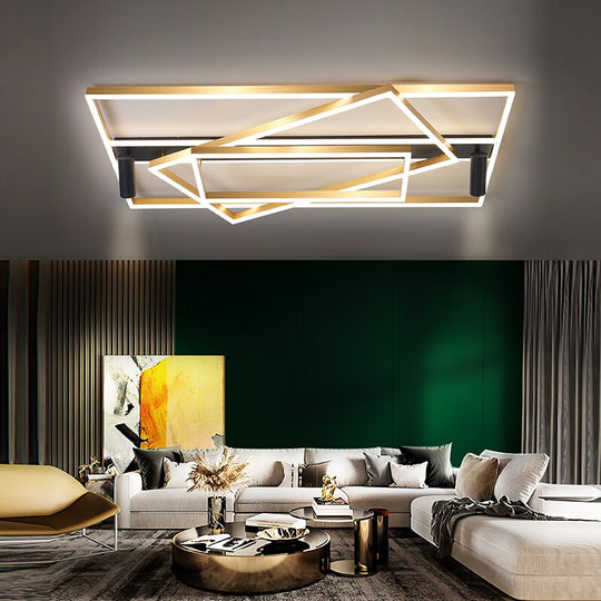 Golden Ultra-Thin Living Room Headlights New Ceiling Lamp Creative With Spotlights Modern Minimalist