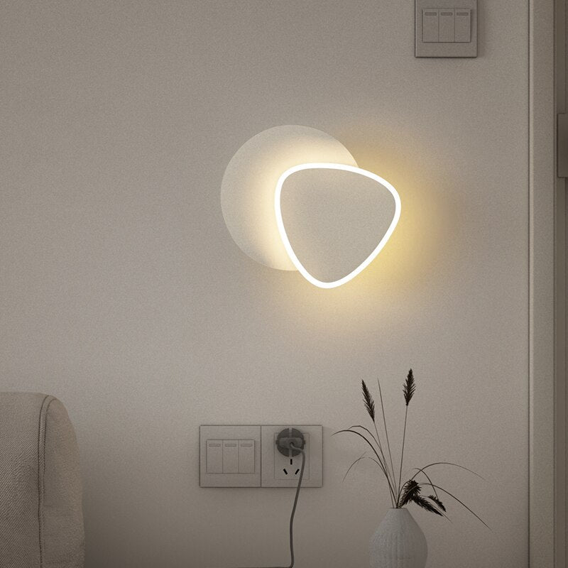 Modern Led Wall Lamps Living Room Bedroom Bedside Sconce Black White Coffee Color Lamp Aisle Indoor