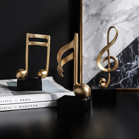 Home Decor Accessories Figurine Decorative Art Statuette Golden Musical Note Handicraft Living Room