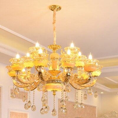 European Style Duplex Building Large Chandelier Villa Hollow Living Room Luxury Hotel Lobby