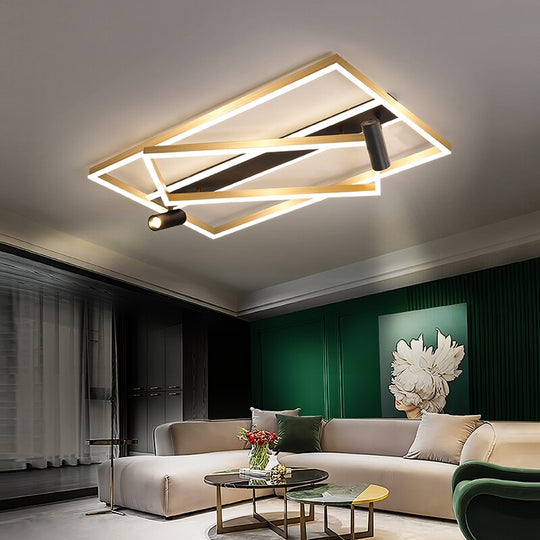 Golden Ultra-Thin Living Room Headlights New Ceiling Lamp Creative With Spotlights Modern Minimalist