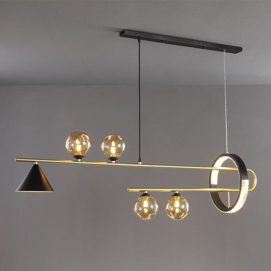 Modern Led Glass Ball Gold Black Pendant Light