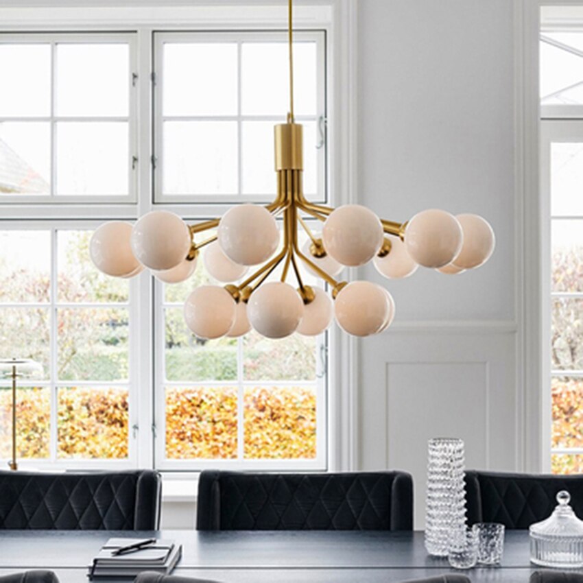 Nordic Led Glass Creative Magic Bean Molecule Chandelier: Modern Lighting For Living Room