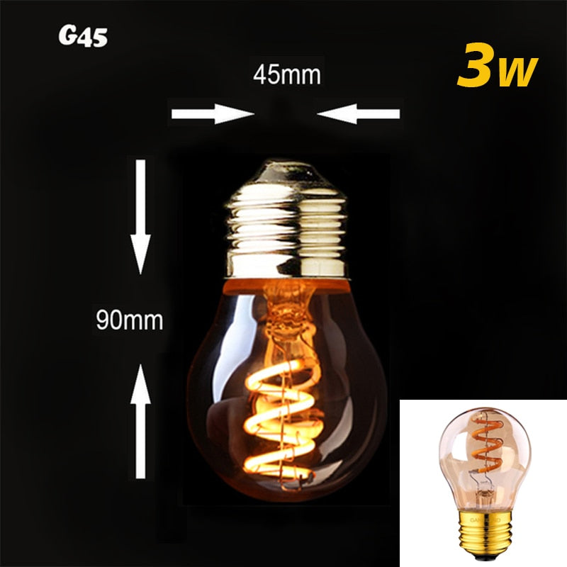 Retro Dimmable Led Edison Bulb E27 3W Gold Spiral Filament St64 G125 Ampoule Lamp Incandescent