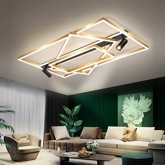 Golden Ultra-Thin Living Room Headlights New Ceiling Lamp Creative With Spotlights Modern Minimalist