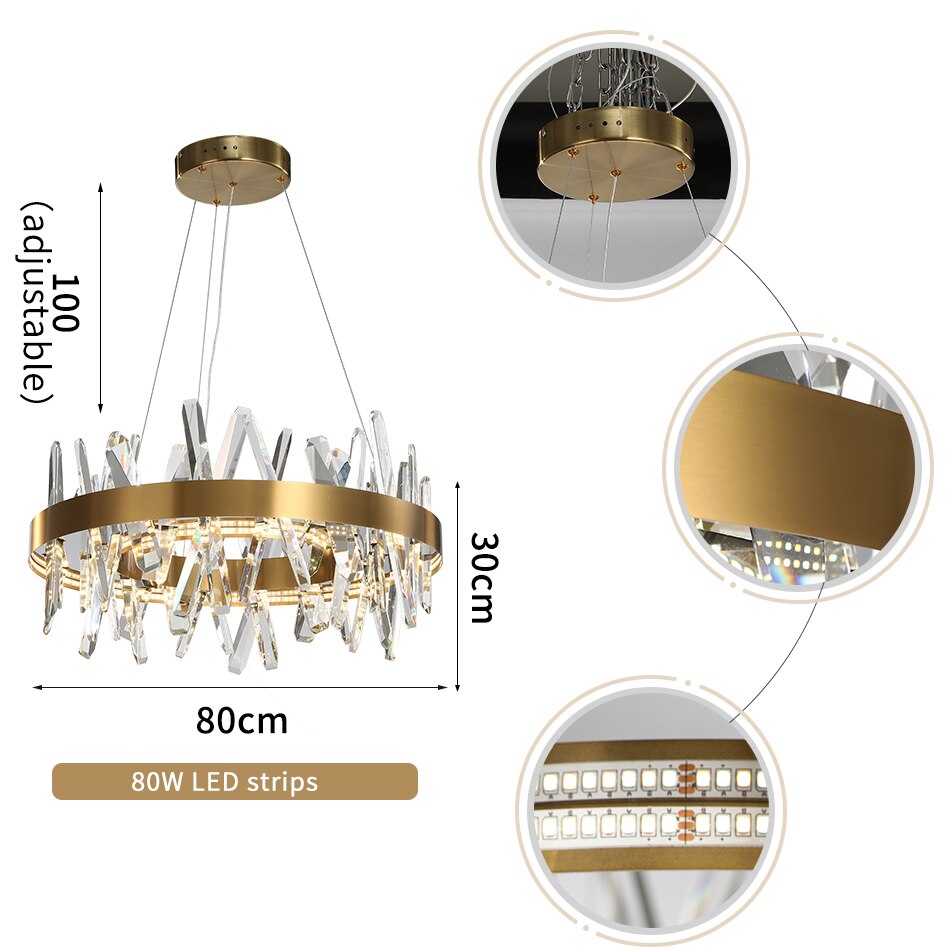 Modern Led Chandelier For Living Room Dining Home Decor Bedroom Round Indoor Lighting Stepless