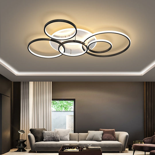 Modern Led Gold Black Chandeliers Lighting For Living Study Room Dimmable Indoor Lamps Parlor Foyer