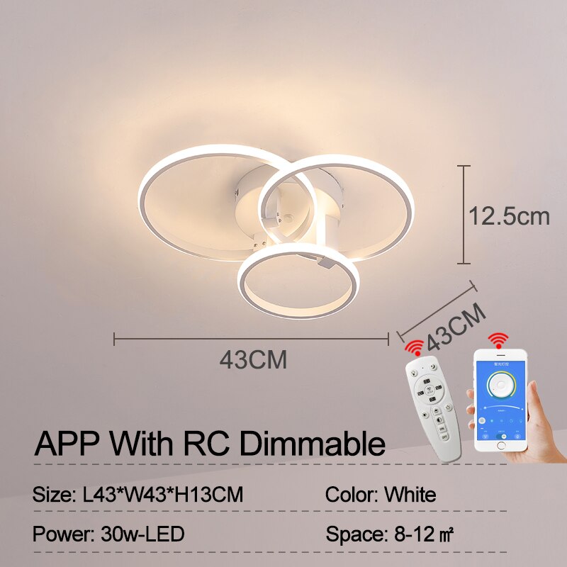 Hot Led Chandelier Lights Dimmable+App Rings Designer For Living Room Bedroom Ceiling Modern