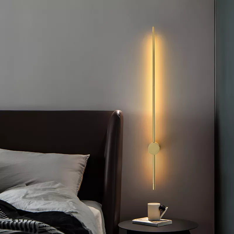 Liam Nordic Line Led Wall Lamp - Gold Rod Design For Living Room And Bedroom Decor