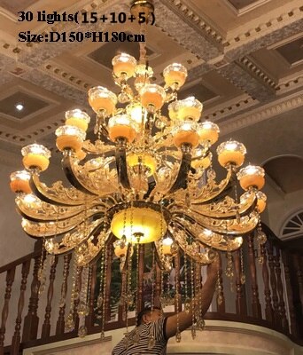 European Style Duplex Building Large Chandelier Villa Hollow Living Room Luxury Hotel Lobby