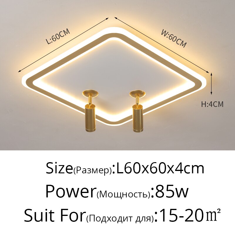 Modern Square Led Chandelier With Spotlights For Bedroom Living Room Ceiling Indoor Lighting Home