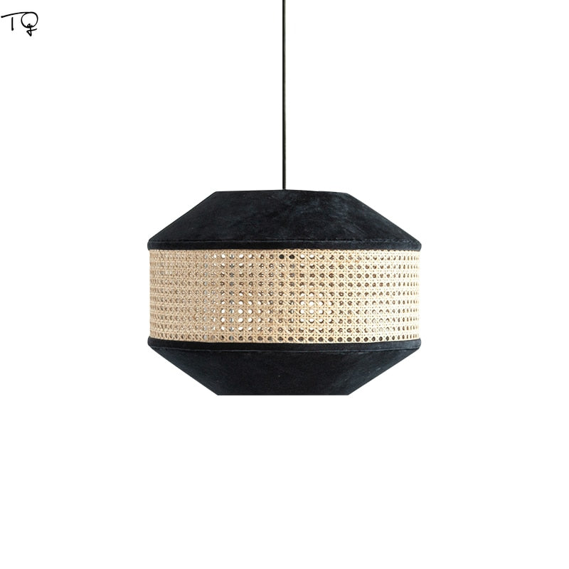 Japanese Minimalist Hand - Woven Rattan Pendant Lights Zen Art E27 Led Light Fixtures Living/Dining