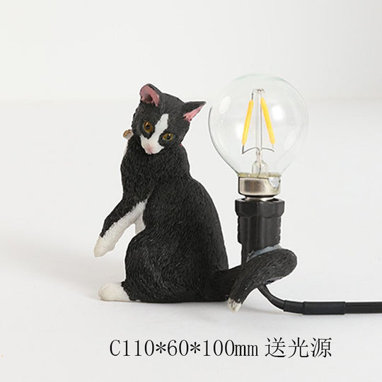 Nordic Animal - Themed Resin Cat Table Lamp - Children’s Bedroom Desk Light Home Decor Night