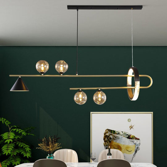 Modern Led Glass Ball Gold Black Pendant Light