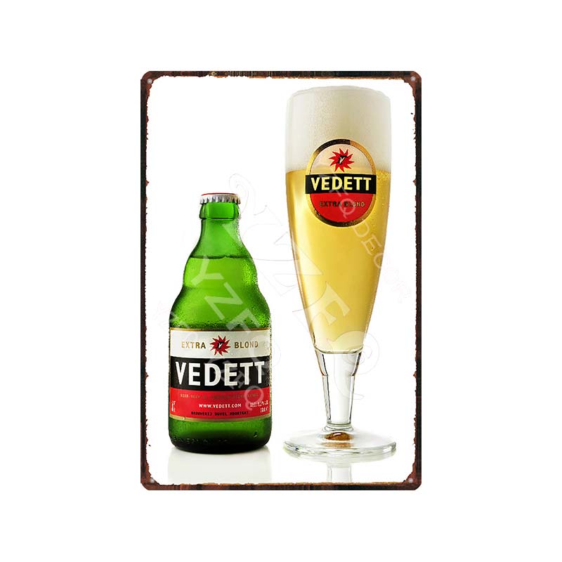 Vintage Belgium Beer Tin Signs: Vedett Petrus Retro Metal Plates Du - 9190 / China 20X30Cm Wall