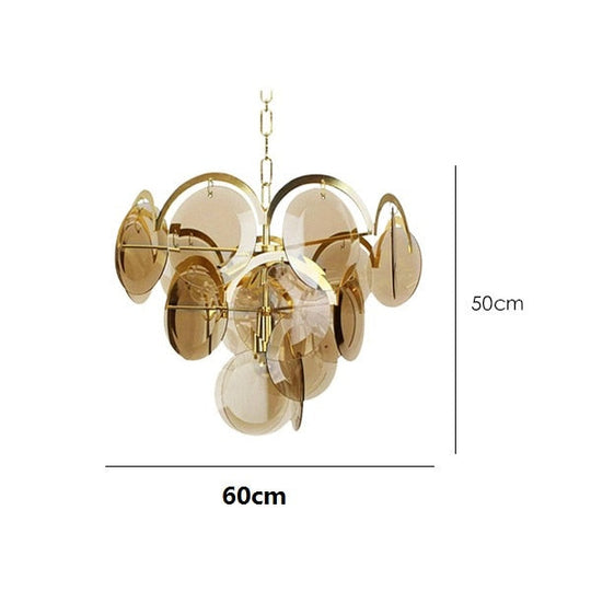 Solstice - Post - Modern Nordic Glass Chandelier For Living Room And Dining Small Amber Glass