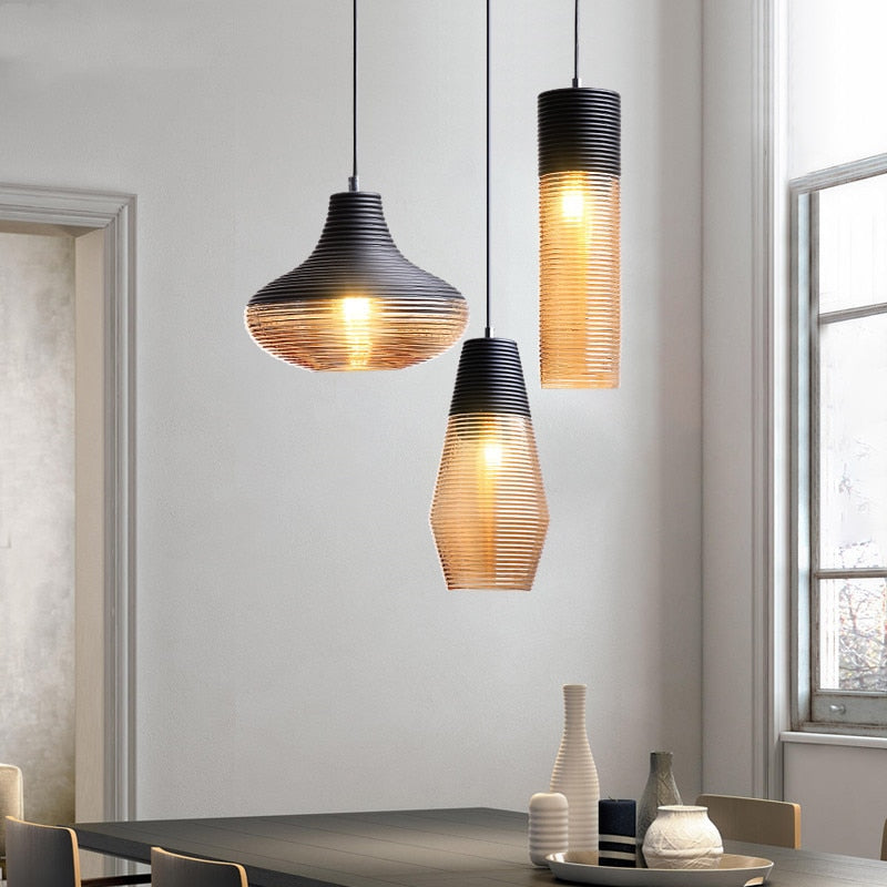 Modern And Simple Creative Coffee Shop Restaurant Bar Bedroom Bedside Glass Pendant Lamps E27