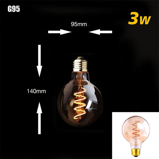 Retro Dimmable Led Edison Bulb E27 3W Gold Spiral Filament St64 G125 Ampoule Lamp Incandescent