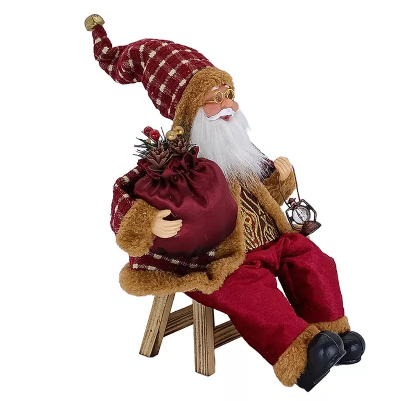 14’’ Sitting Santa Claus Figurines Christmas Figure Decorations Hanging Xmas Tree Ornaments
