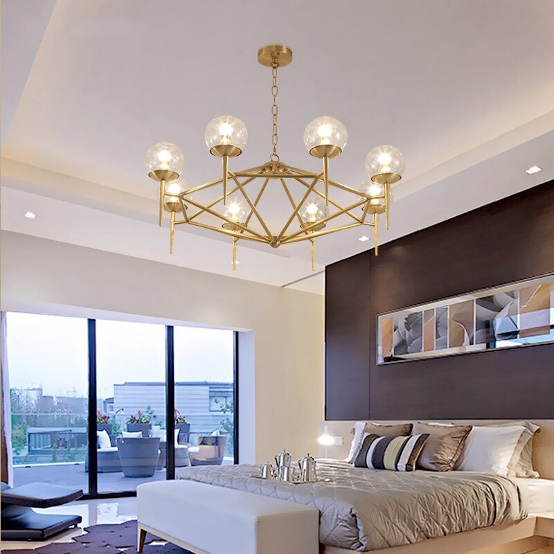 Nordic Radiance: Gold - Tinged Modo Glass Led Chandeliers For Stylish Spaces Pendant Light