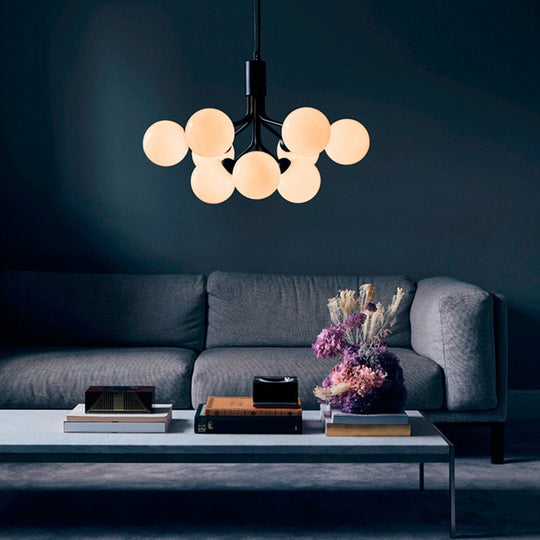 Nordic Led Glass Creative Magic Bean Molecule Chandelier: Modern Lighting For Living Room