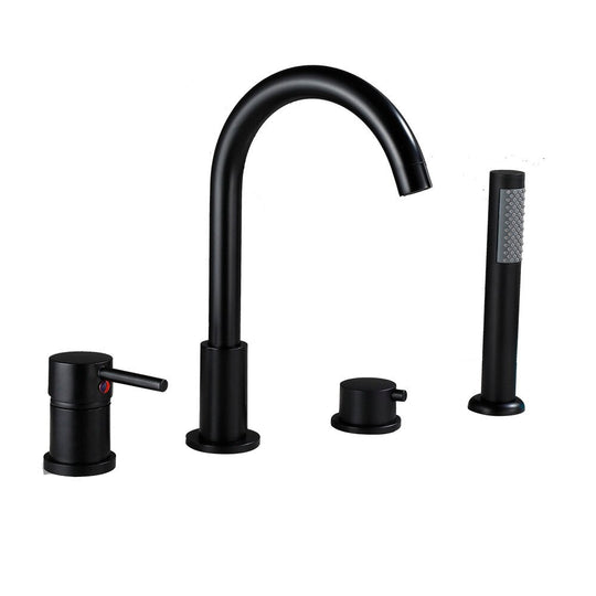 4Pcs Bathroom Bathtub Faucet Basin Deck Mounted Handheld Tub Mixer Tap Cold Hot Water With Hand