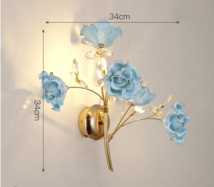 European Led Crystal Wall Lamp - Staircase And Bedroom Illumination Blue 2 Light / Warm White (2700